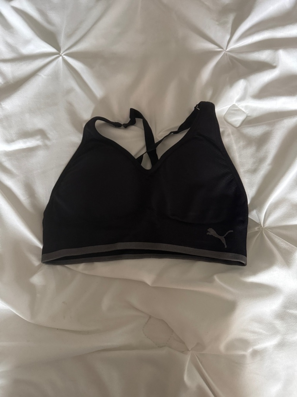 Puma Black Women's Seamless Sports Bra with Gray Trim